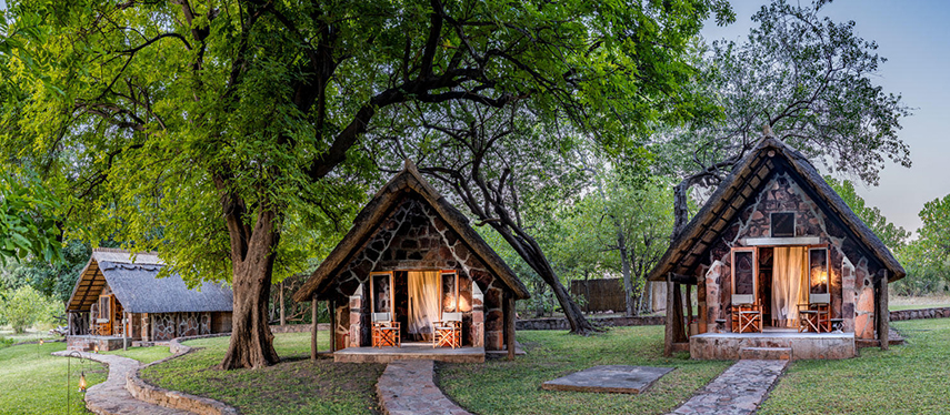 Rustic yet comfortable cabins at Bumbusi Wilderness Camp
