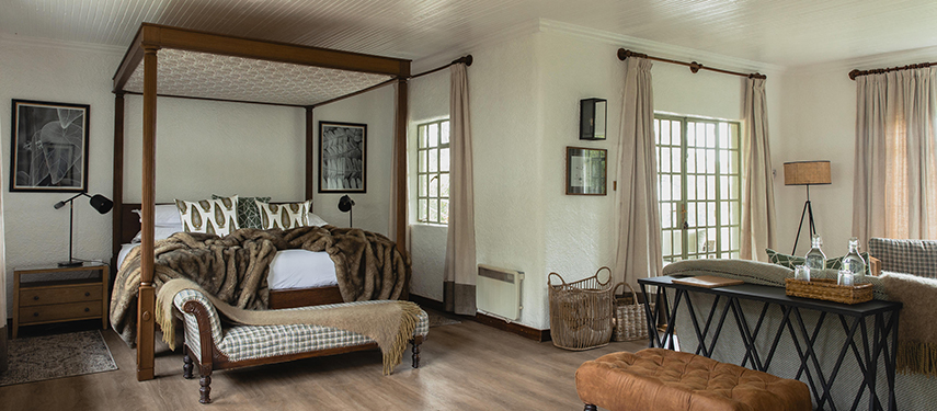 Sumptuous colonial-style double suite at Sabyinyo Lodge, Volcanoes National Park, Rwanda