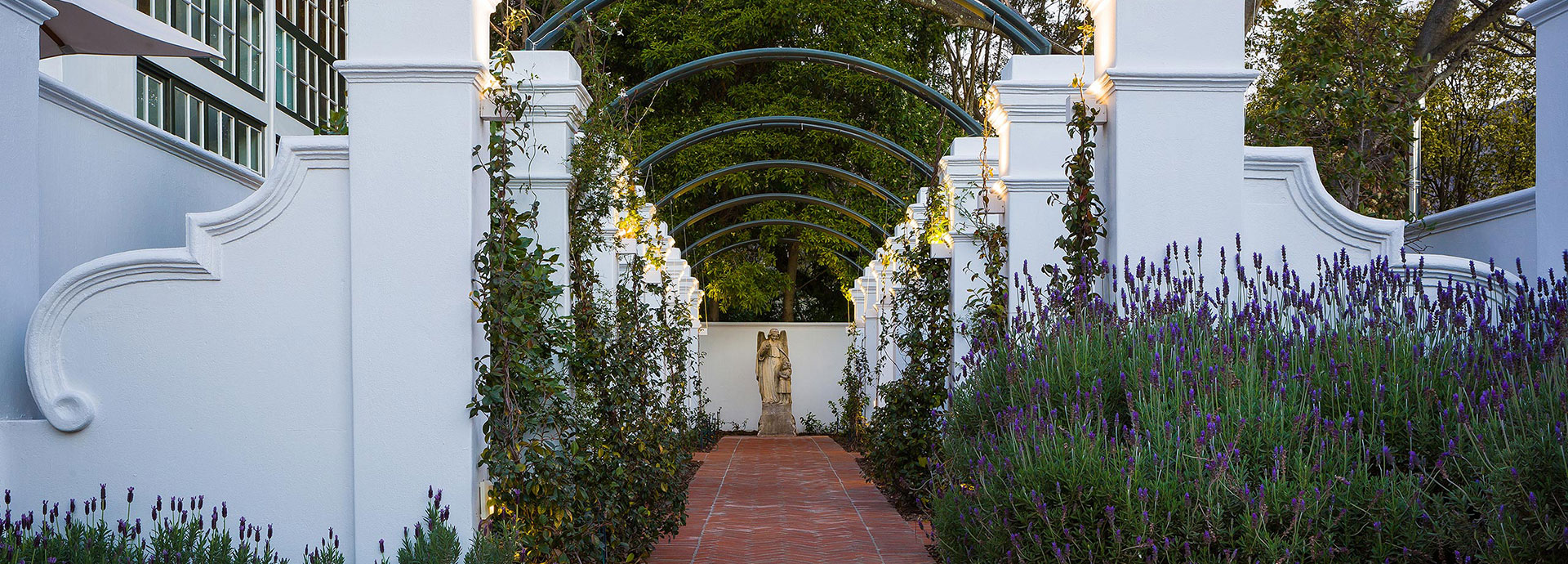 Walk among the lavender filled paths at Akademie Street Boutique Hotel