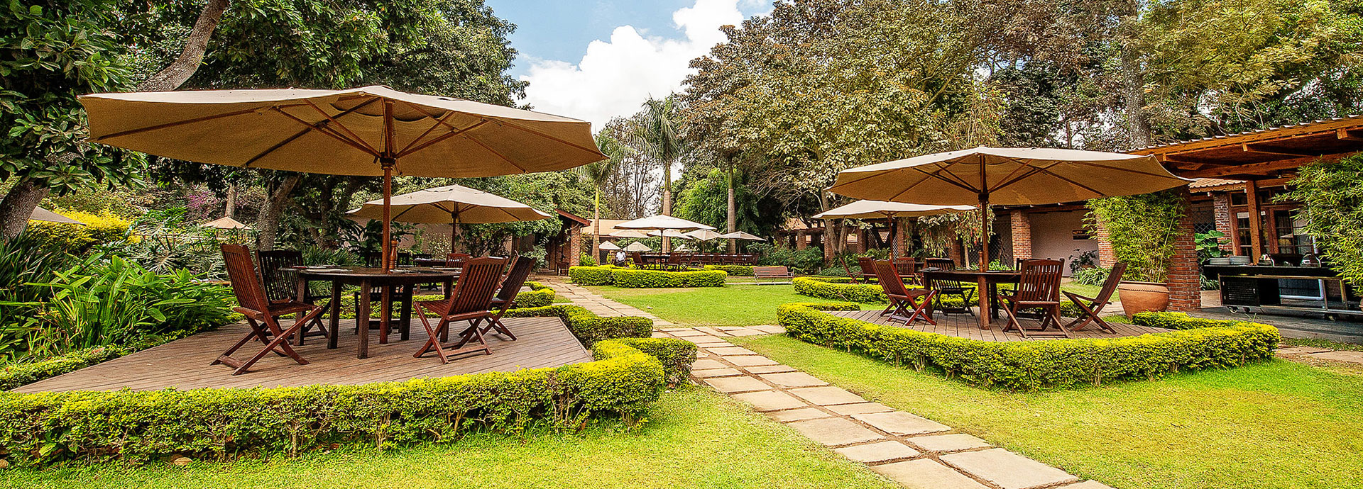 Luscious gardens for a long lunch or cup of coffee at Arusha Coffee Lodge