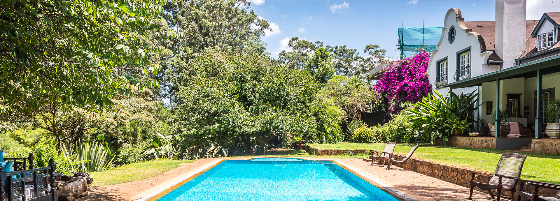 Expansive garden and pool at Karen Gables in Kenya