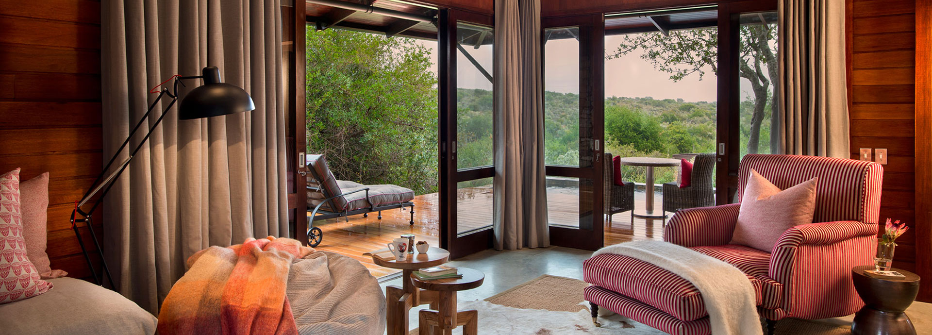 Plush open air indoor and outdoor spaces at Kwandwe Ecca Lodge