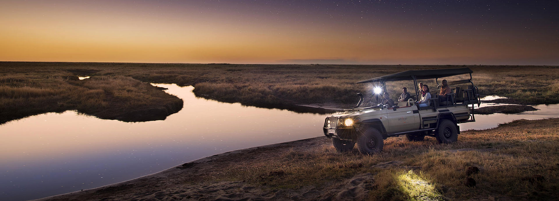 Game drive deep into the Linyanti at night in search of nocturnal animals at Linyanti Expeditions