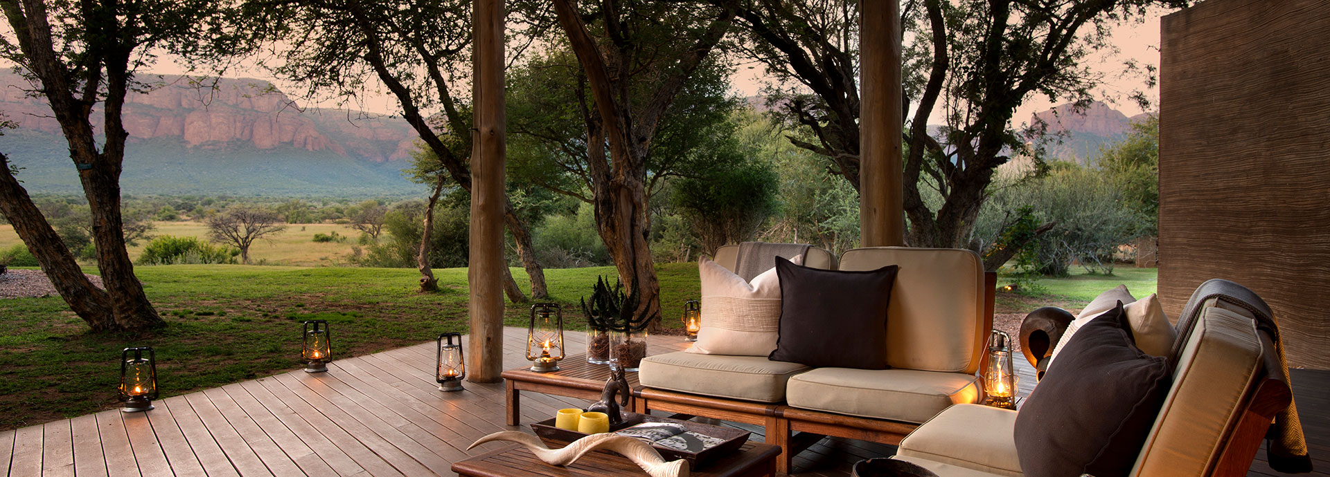 Lanterns and late-afternoon delight at Lion Sands Tinga Lodge