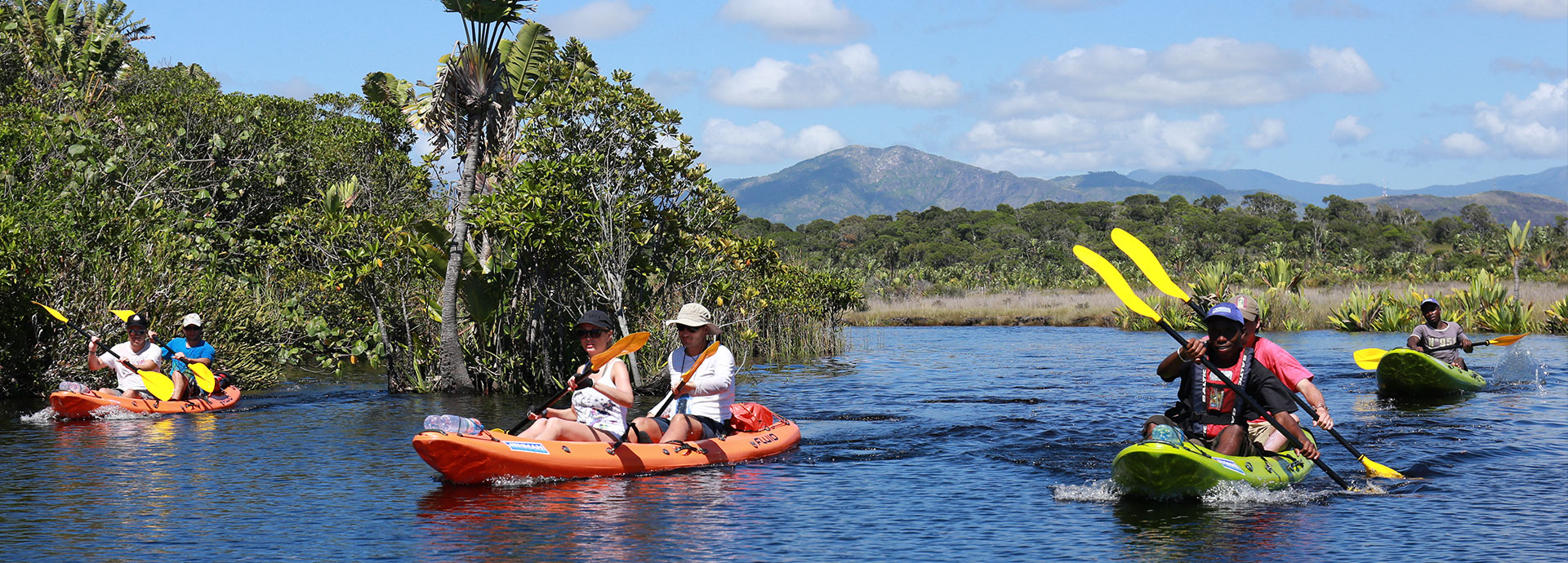 Kayaking among the mangroves at Manafiafy Beach & Rainforest Lodge
