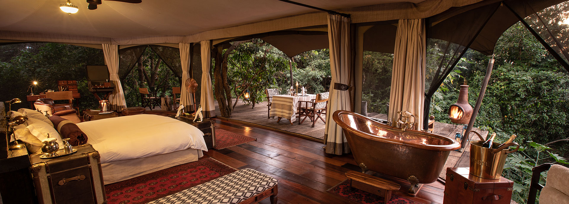 Safari in style in the luxurious tented Mara Plains Camp