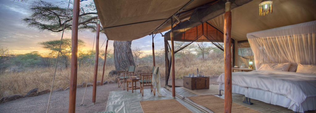Complete luxury with game viewing opportunities while still in bed at Mbono Camp
