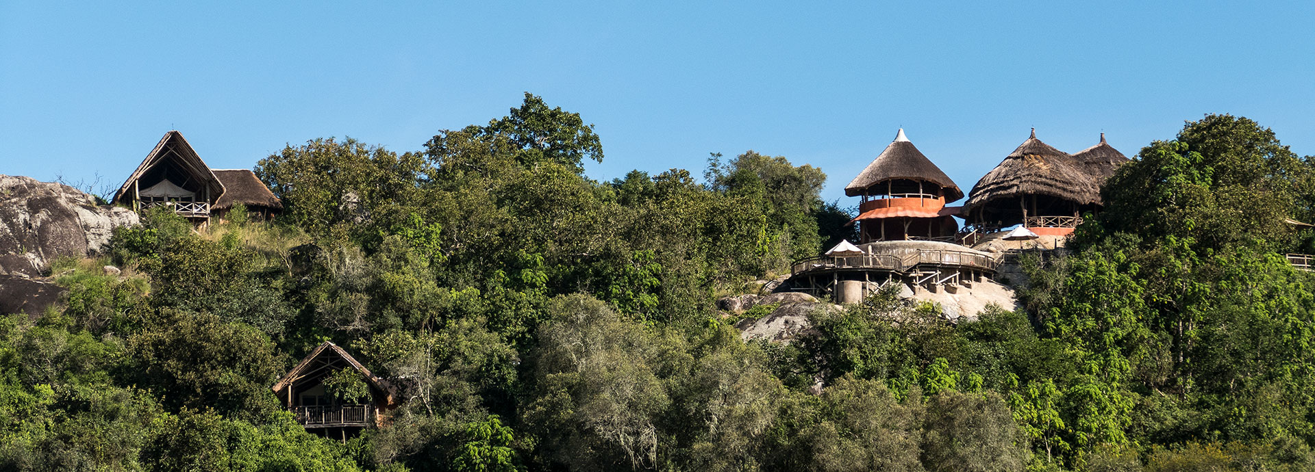 Mihingo Lodge - perched on a rocky bluff overlooking Lake Mburo National Park