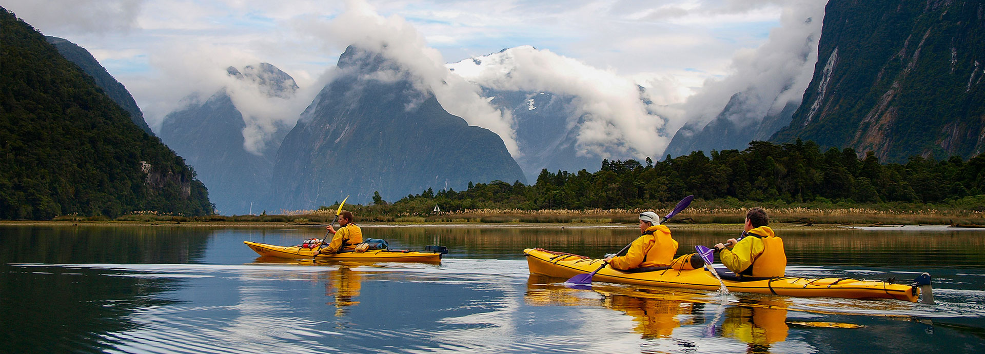 kayaking in Milford Sound in New Zealand