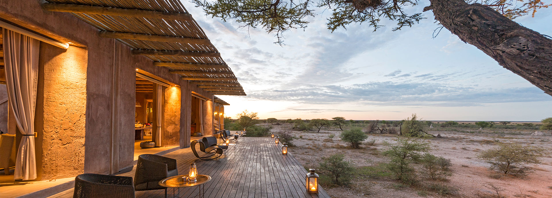 Views across the Etosha pans from Onguma The Fort, Etosha National Park
