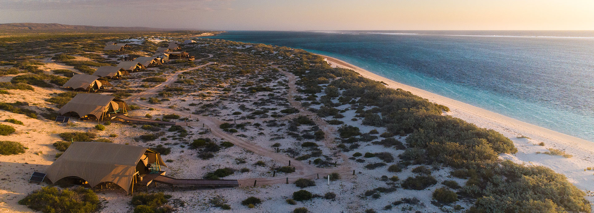 Sal Salis is a eco-lux beach safari camp in the Cape Range National Park overlooking Ningaloo Reef.