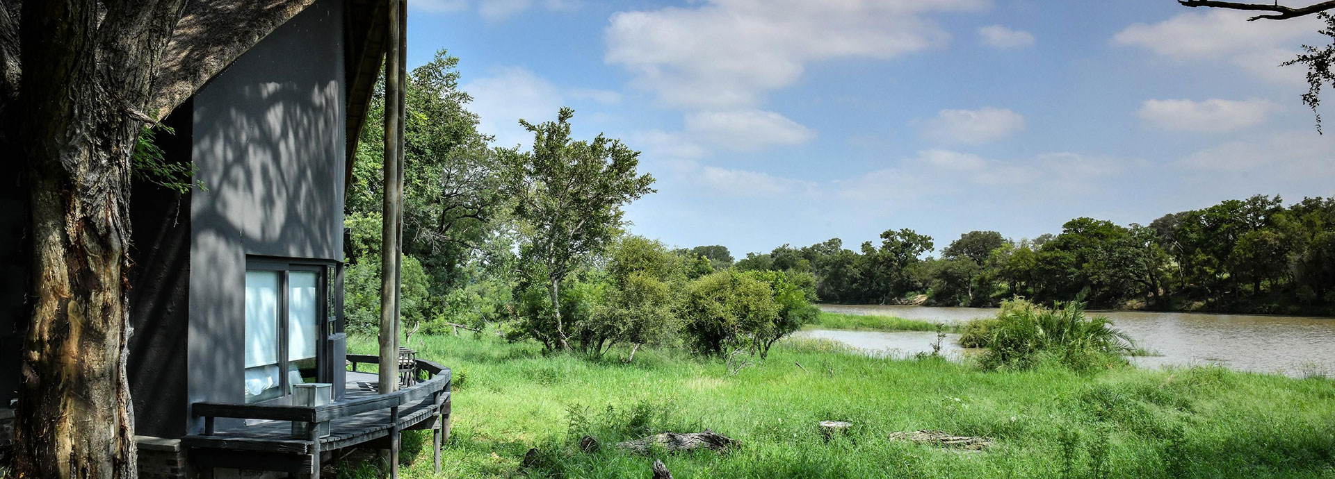 Views from your tent of the Nhlaralumi River at Simbavati River Lodge in South Africa