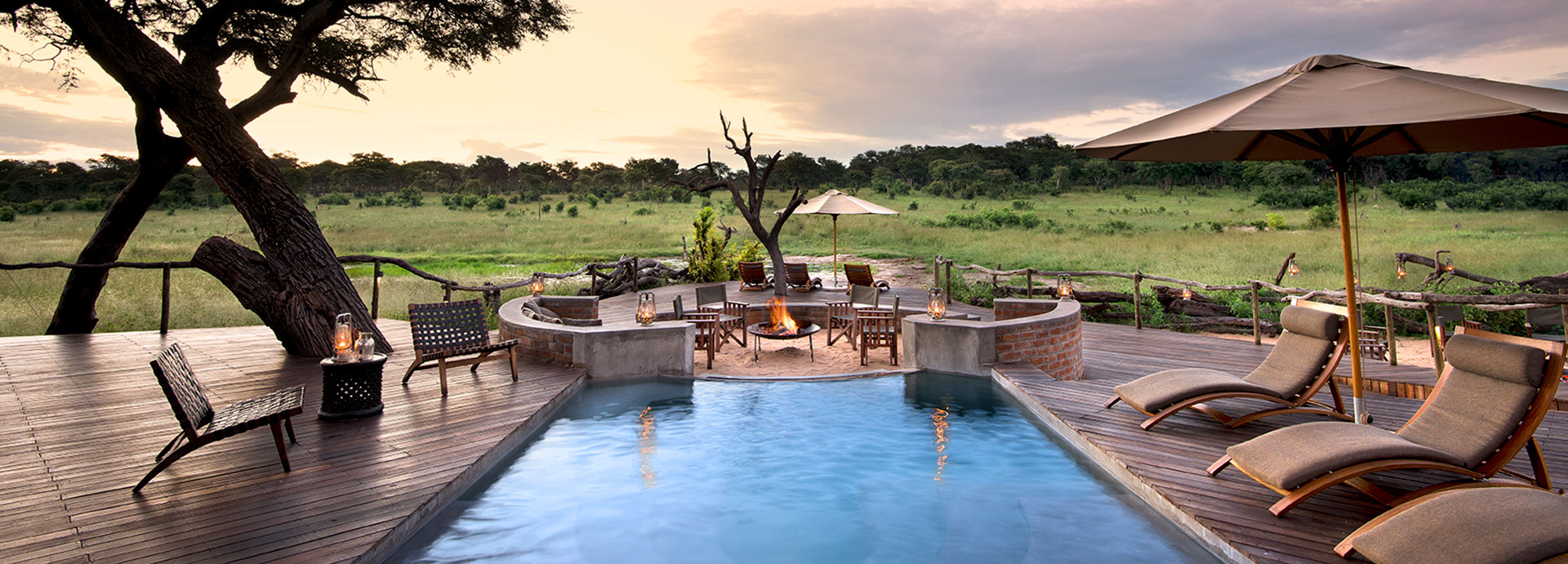 Look out for a wide variety of wildlife from the pool at Somalisa Acacia in Zimbabwe