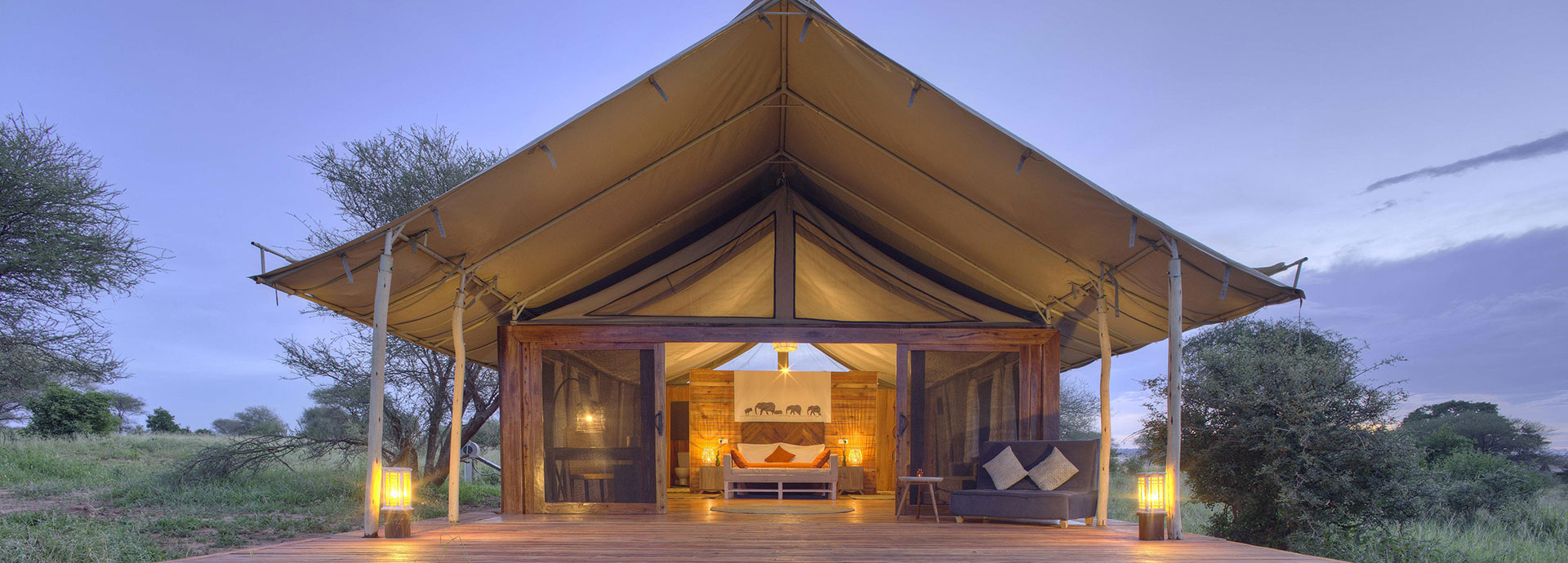 Elegant under canvas tented accommodation at Nasikia's Tarangire Ndovu Camp