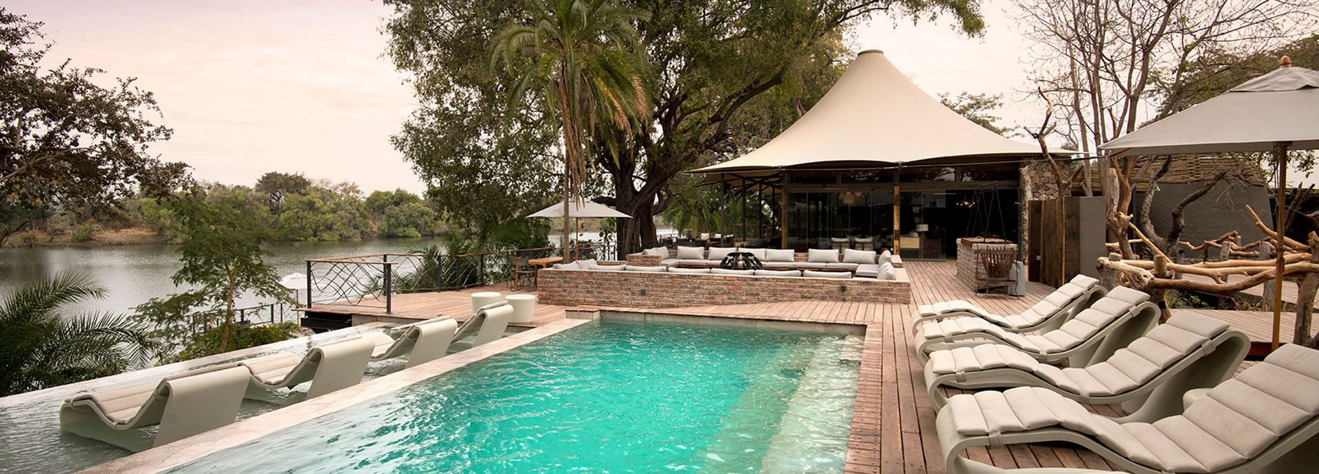 Dip in the pool and cool off at Thorntree River Lodge in Mosi-Oa-Tunya National Park