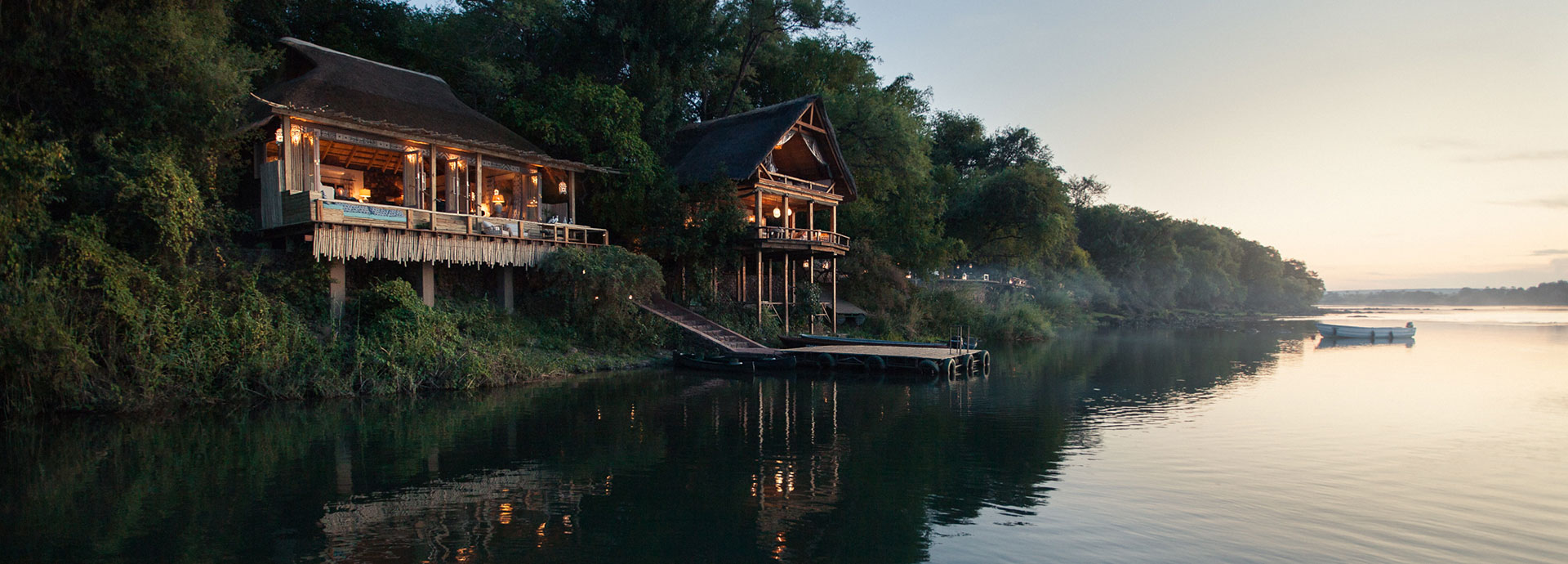 Tongabezi is a unique luxurious lodge on the banks of the Zambezi River upstream from the iconic Victoria Falls.