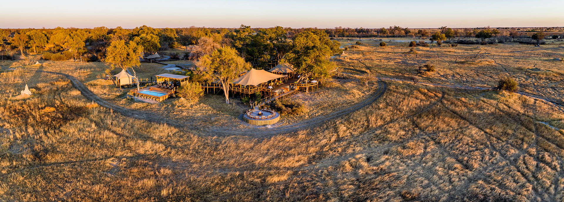 Aerial view of Tuludi Camp and its surrounds