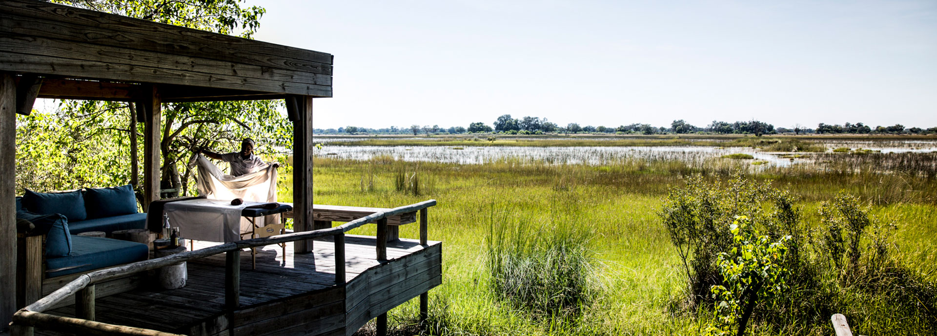 Enjoy birding and game-viewing right from camp at Vumbura Plains