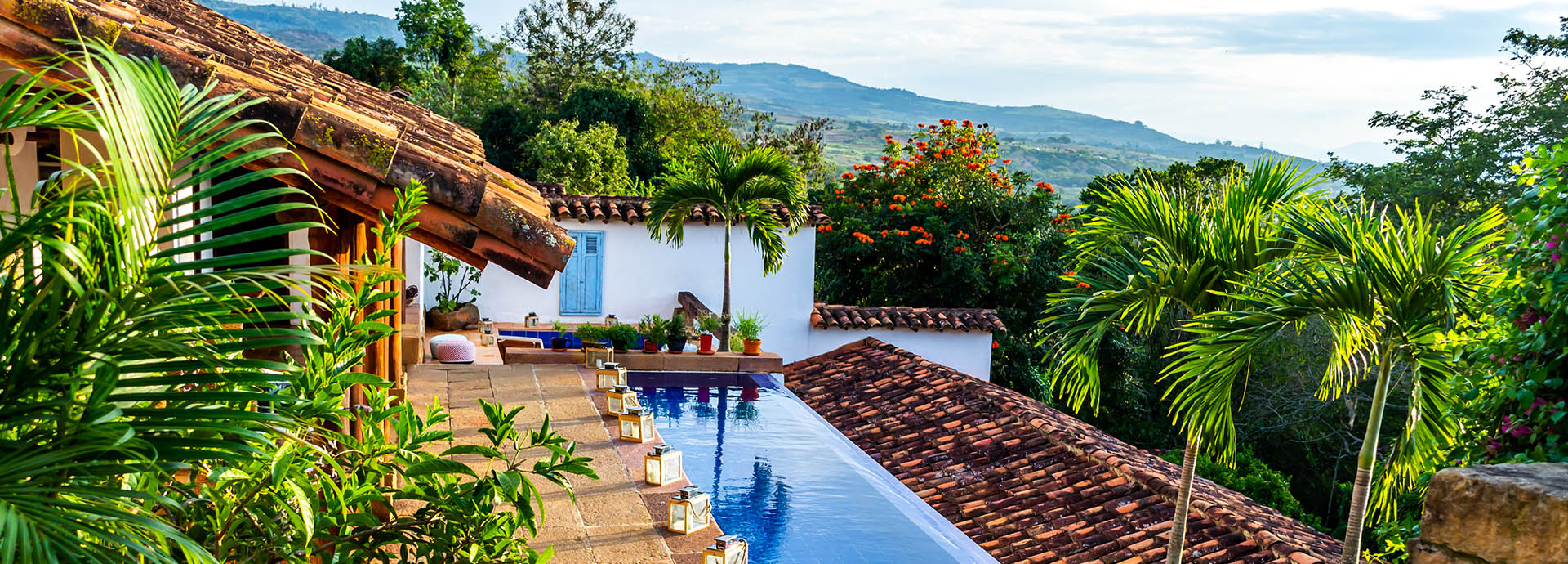 Poolside at Yahri a private villa in Barichara Colombia