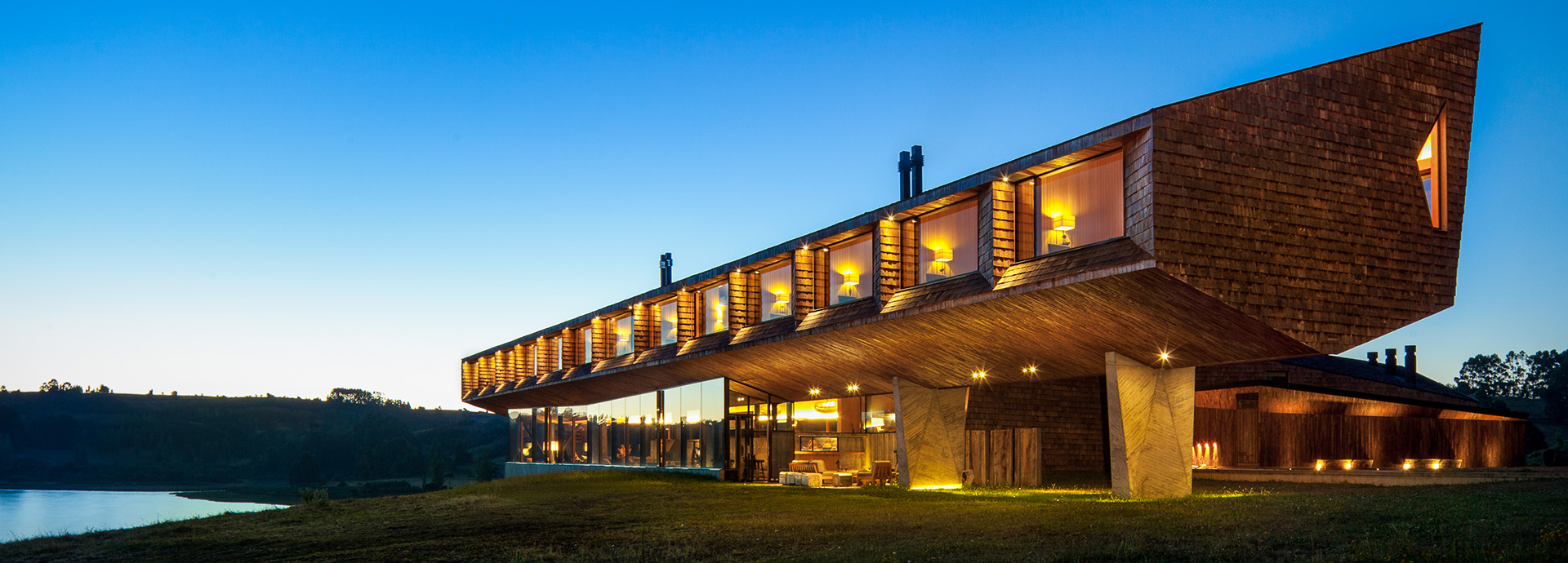 Tierra Chiloe's panoramic windows allow uninterrupted Pacific Ocean views.