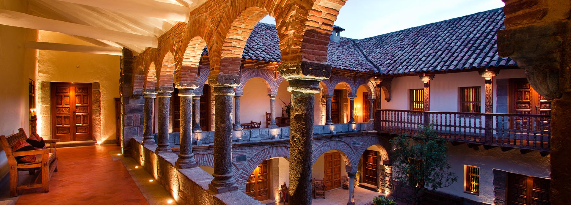 Beautiful archways in the courtyard area at Belmond Monasterio