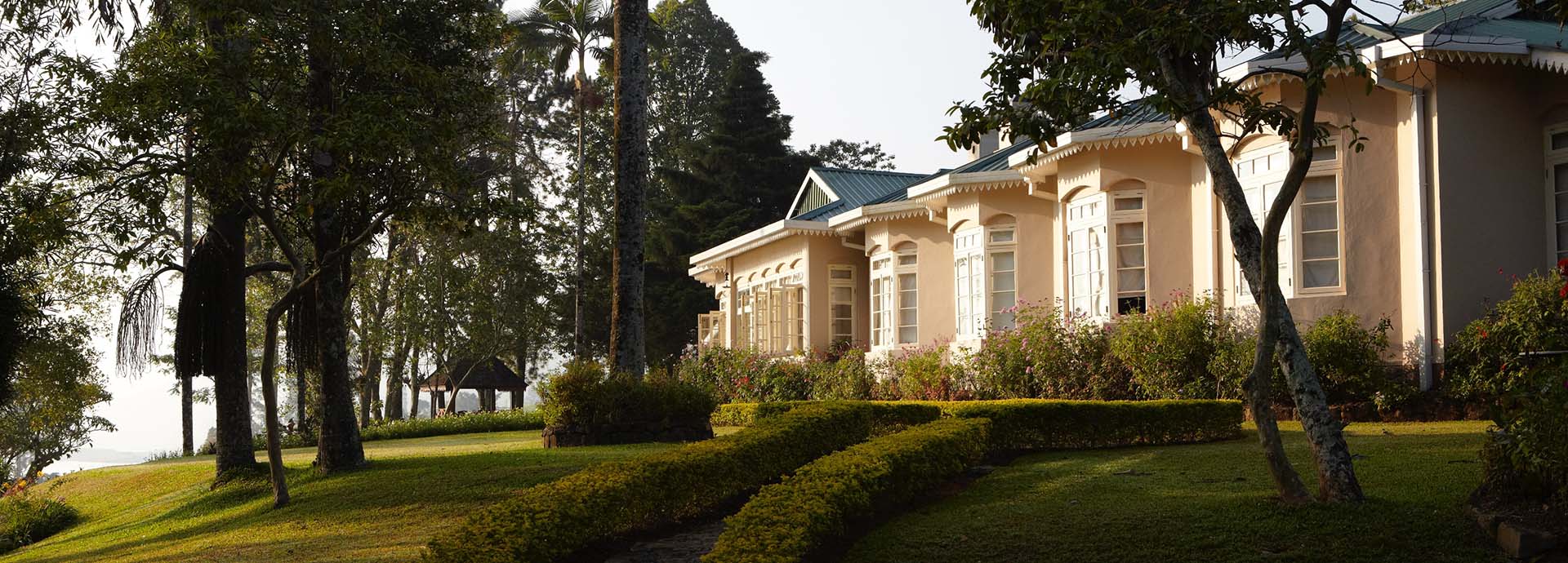 The gardens and lawns of Castlereagh Bungalow, Ceylon Tea Trails, Sri Lanka