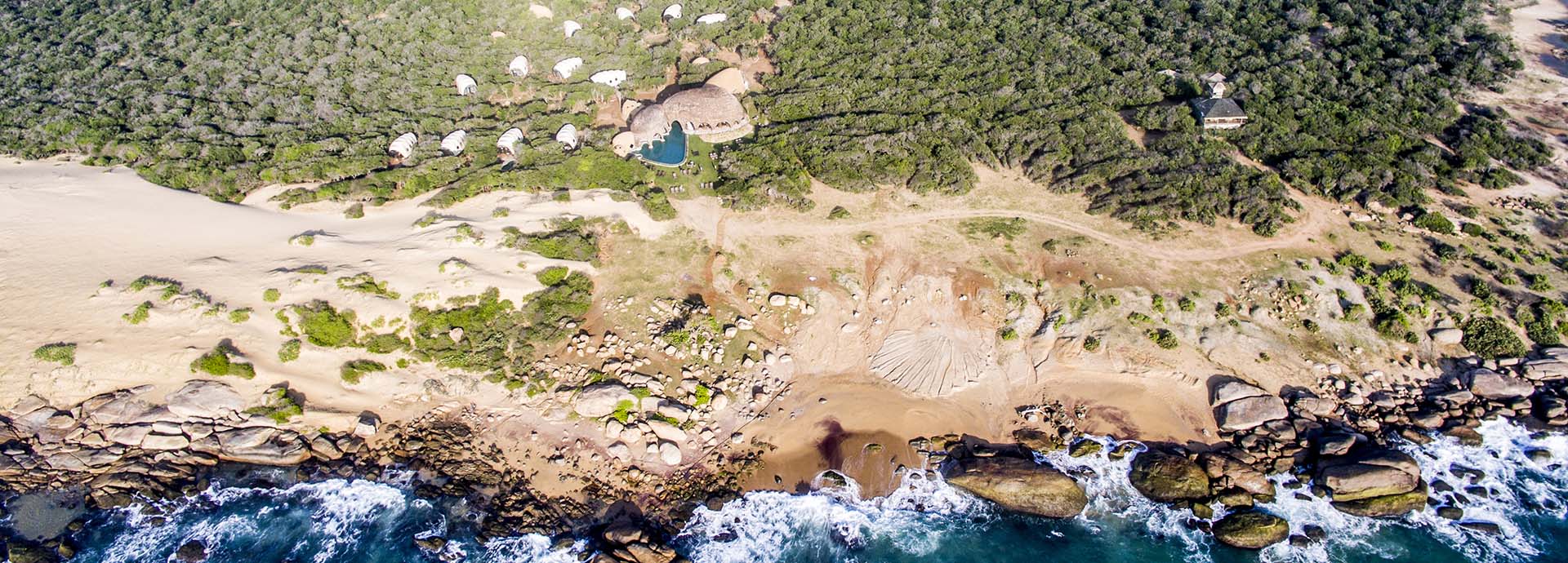 Aerial view of Wild Coast Tented Lodge, Yala NP - Tea, Sea & Safari in Sri Lanka with The Classic Safari Company