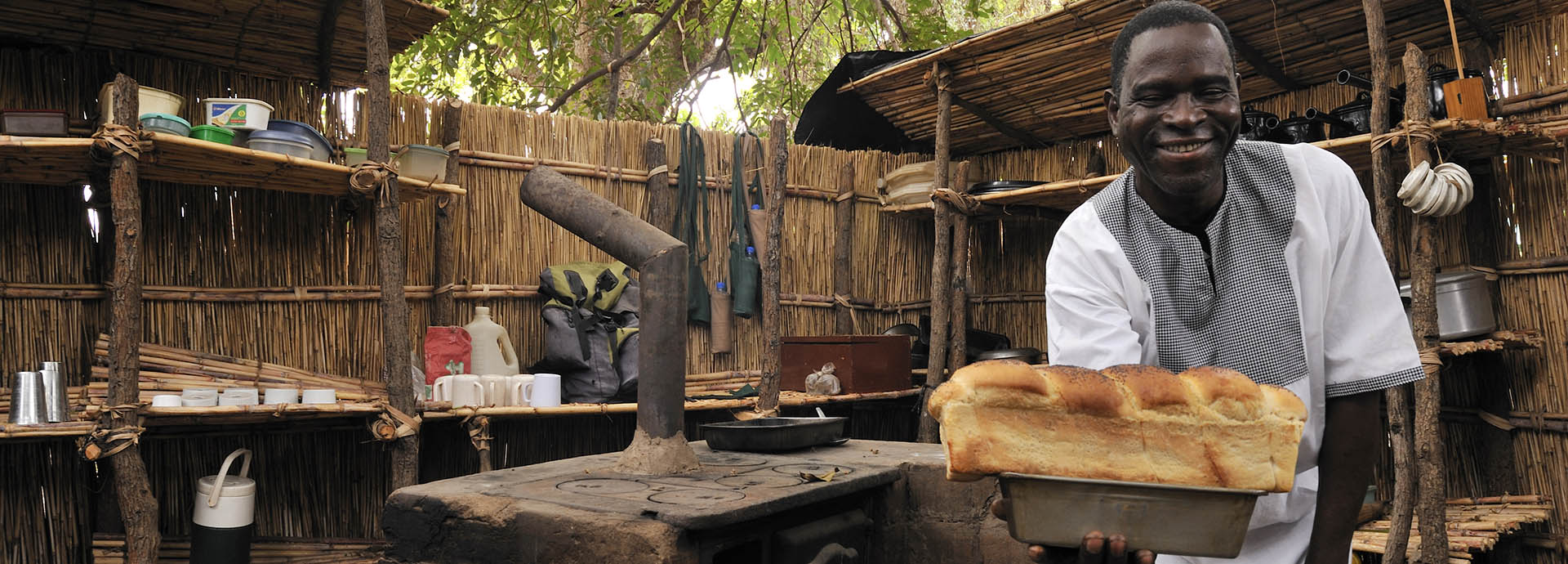 Freshly baked bread is served daily by local chefs at Mwaleshi Camp in Zambia