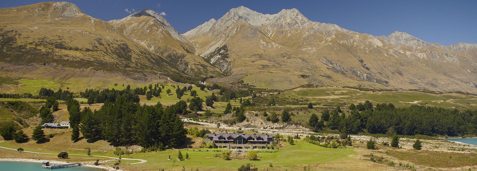 The breath taking location of Blanket Bay in New Zealand's south island.