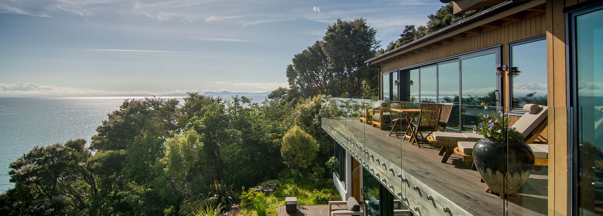 Sensational views and the Abel Tasman National Park at your doorstep, from the Split Apple Retreat near Nelson, New Zealand.