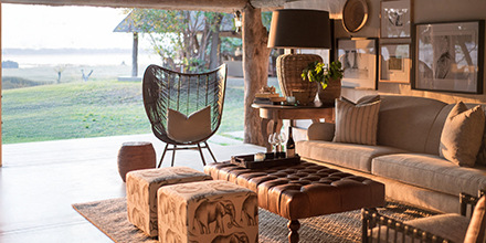Lounge area at Chikwenya Camp, Zimbabwe