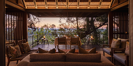 Enjoying sunset at a luxury safari camp in Botswana