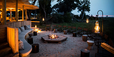 Boma campfire at Mombo Camp in the Okavango Delta