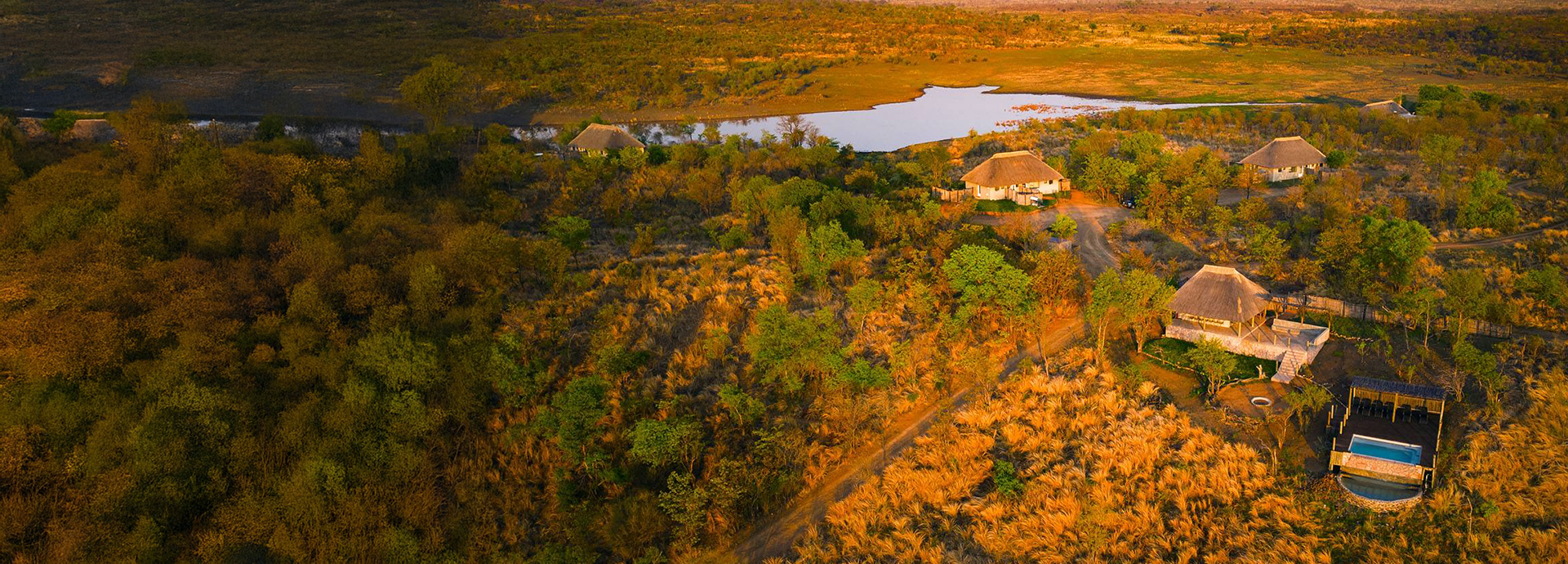 Aerial view of Nantwich safari Lodge, Hwange National Park