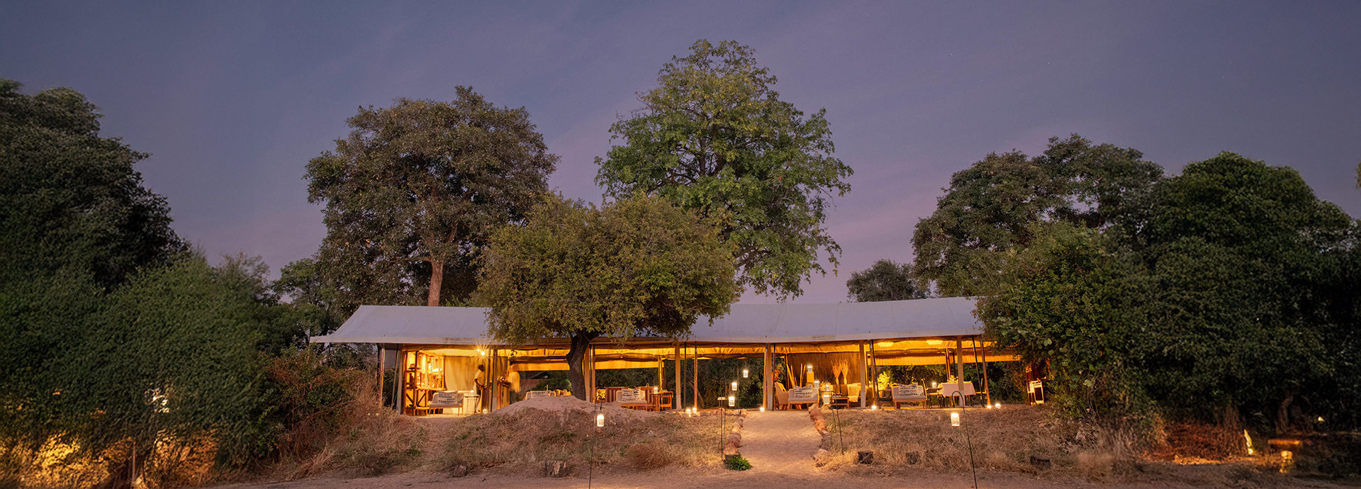 Kokoko Camp Main Area Exterior After Sunset In Ruaha, Tanzania