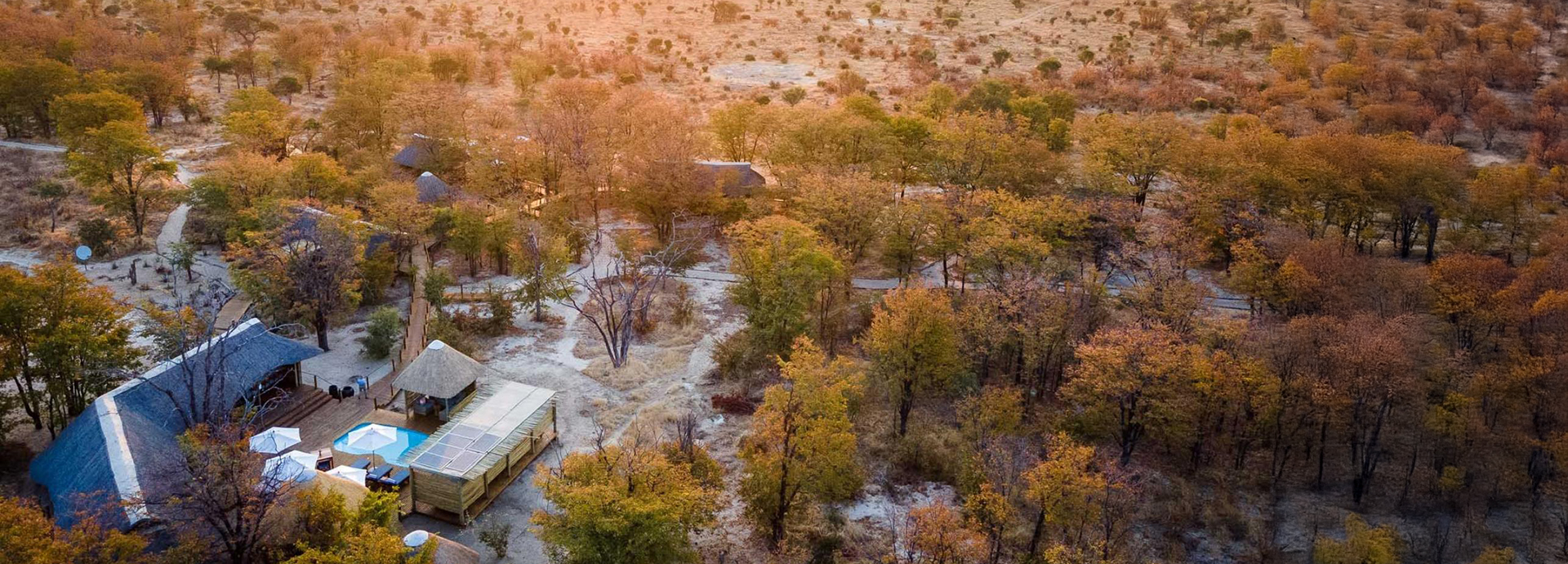 Aerial view of Mankwe Tented Retreat, Botswana