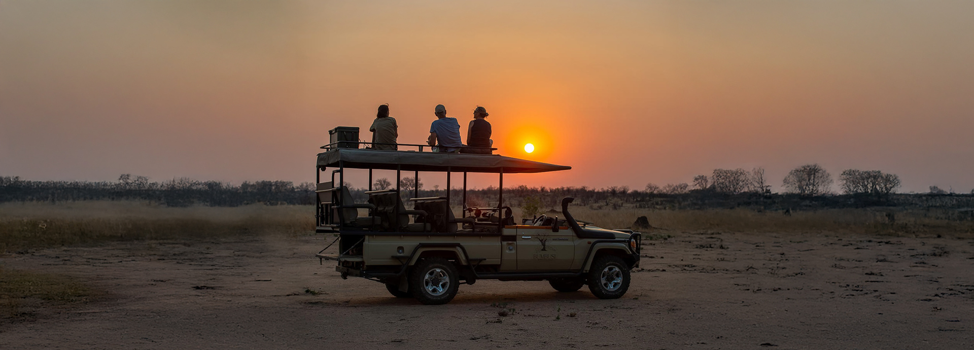 Mhara River Camp game vehicle at sunset