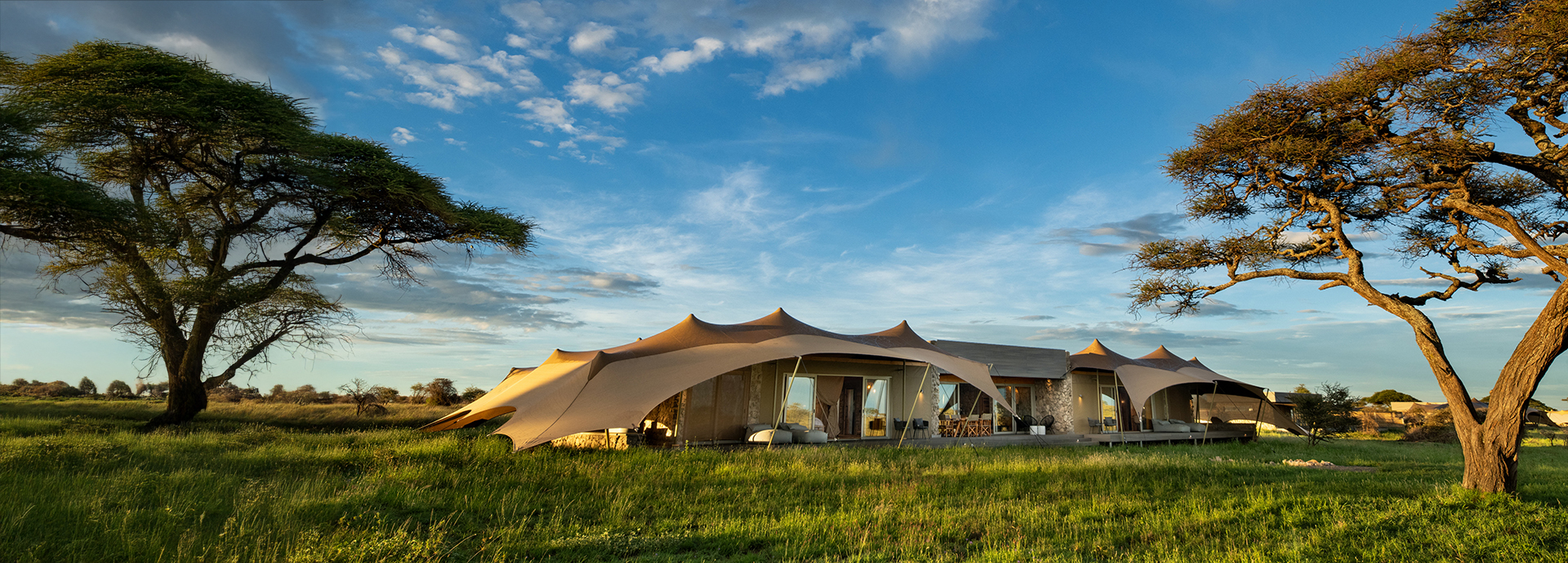 Exterior view of Namiri Plains Retreats on the Masai Mara, Kenya