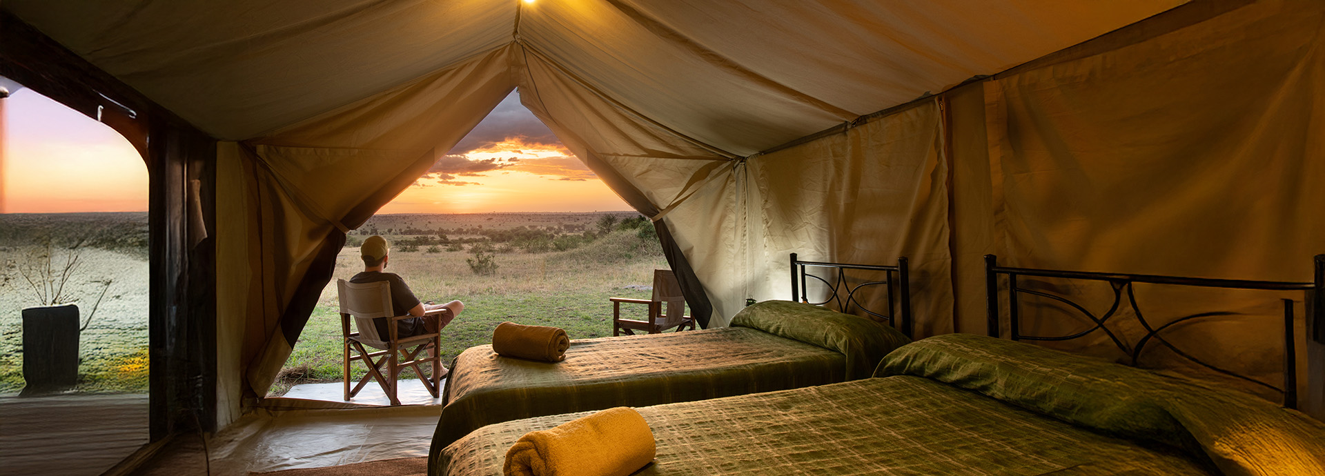 Serengeti Ndutu Kati Kati Tented Camp at sunset