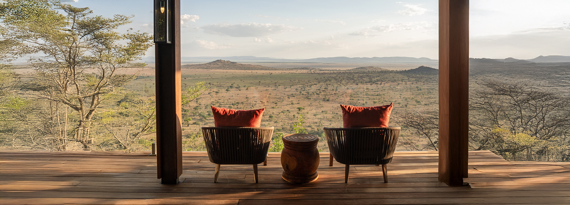 Panoramic views across Grumeti Game Reserve bordering the Serengeti