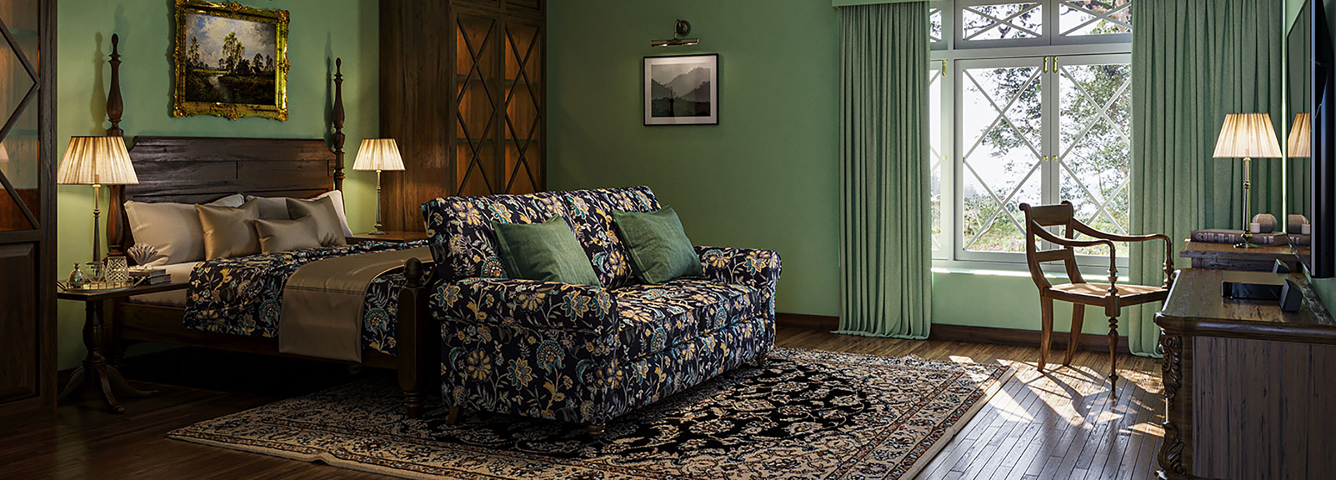 Opulent suite at Uga Halloowella, in Sri Lanka's hill country