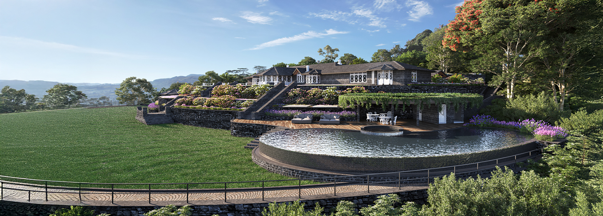 Exterior of Uga Halloowella on a clear, blue day