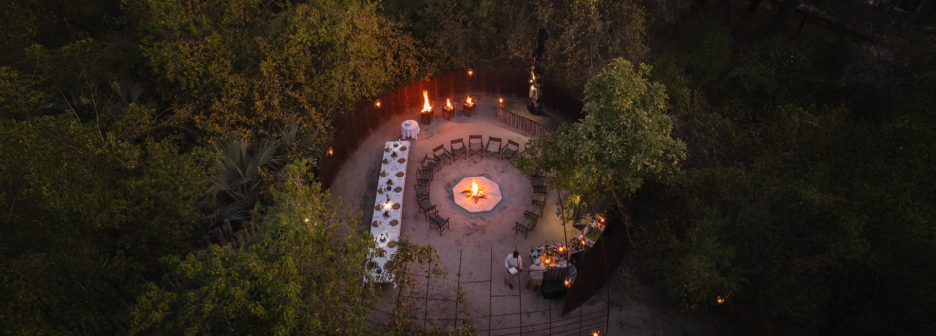 Aerial view of boma at Chitabe Camp, Botswana