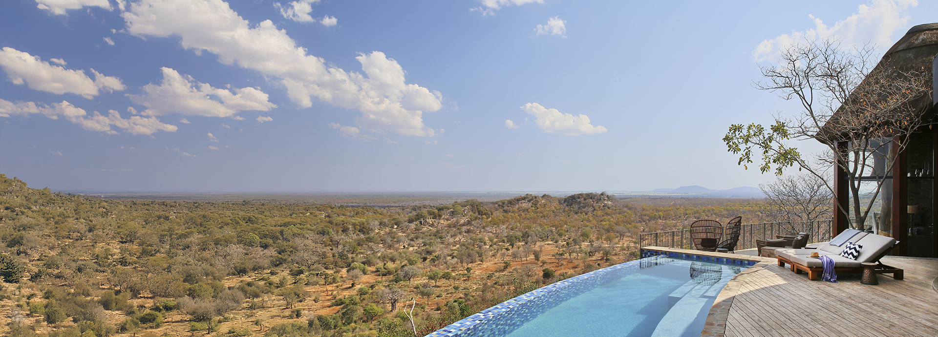 Stunning infinity pool and sundeck at Singita Malilangwe House, Zimbabwe