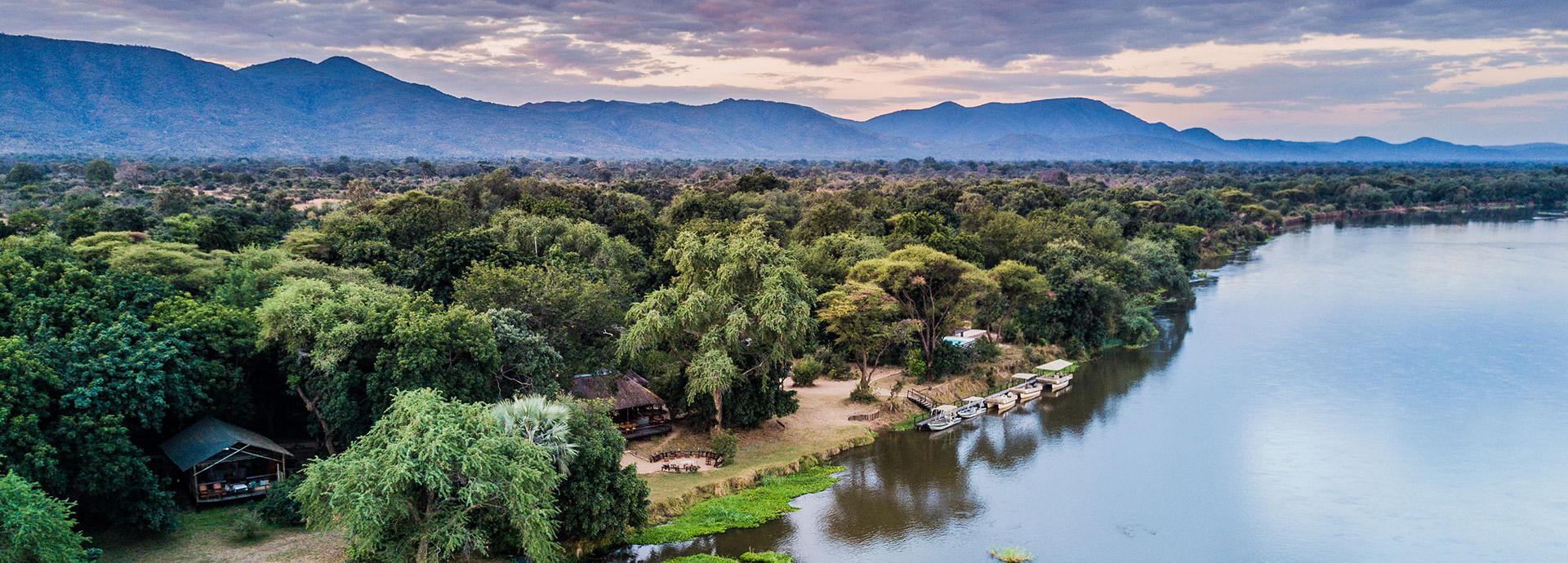 Chiawa Camp situated on the banks of the Zambezi River in Zambia