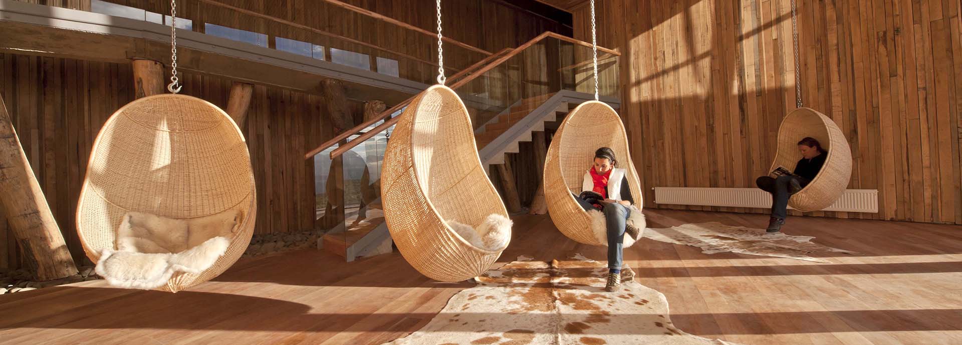 Guests relaxing in Chile Tierra Patagonia's Chill Out Zone