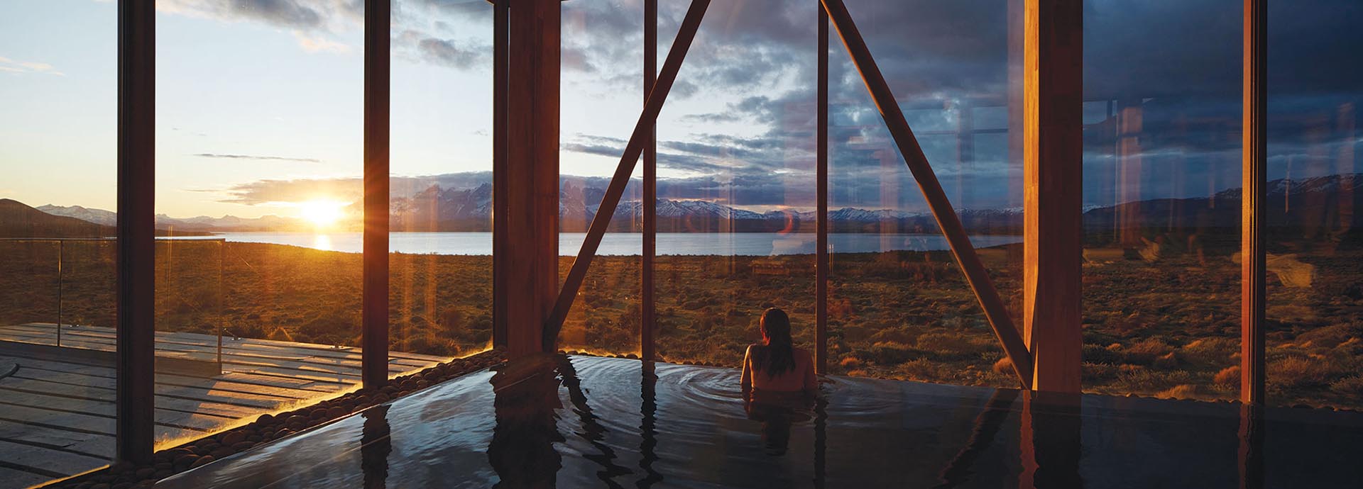 Tierra Patagonia has the most amazing poolside views of the Torres del Paine in Chile's Patagonia.