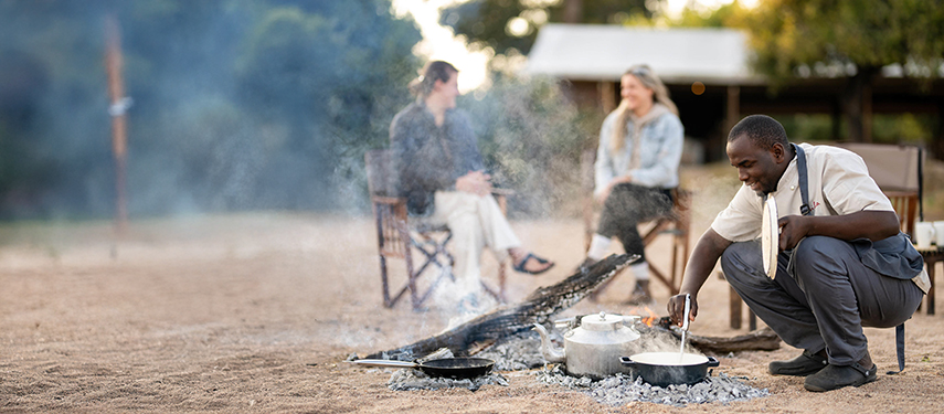 Breakfast Around The Fire On A Luxury Safari