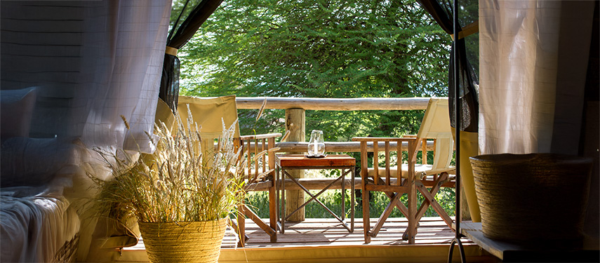 Burunge Tented Lodge balcony, Tarangire National Park