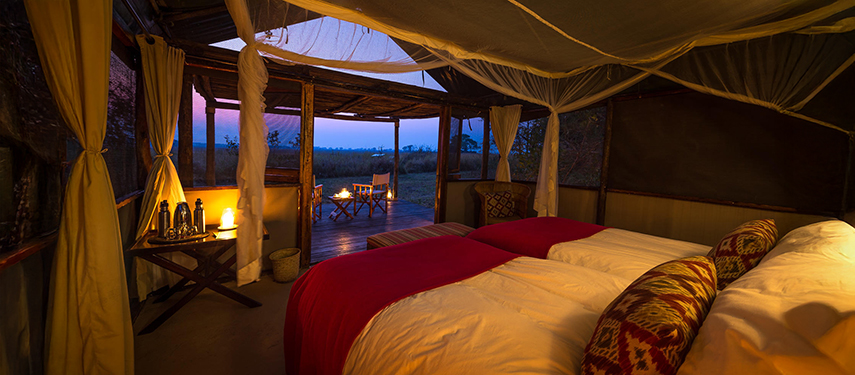 Busanga Bush Camp suite at night